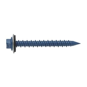 Betonschraube mit Sechskant-Flanschkopf, Feingewinde und Diamantspitze. Vormontierte Schraube mit EPDM-Dichtscheibe