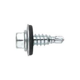 Bohrschraube mit reduzierter Spitze und 8 mm Sechskant-Flanschkopf. Schraube mit EPDM-Dichtscheibe