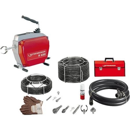 R600 Rohrreinigungsmaschine mit Spiralen-/Werkzeugset 16-22 mm ROTH...