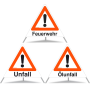 Faltsignal TFPD 1.30 Feuerwehr/1.30 Unfall/1.30 Ölunfall R70 (Kombiniert)