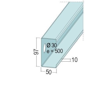 C-Wandprofil, 97x50x1.5mm