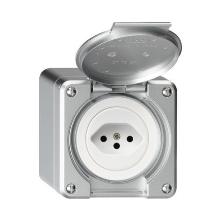 HAGER Steckdose Robusto T13 aluminium