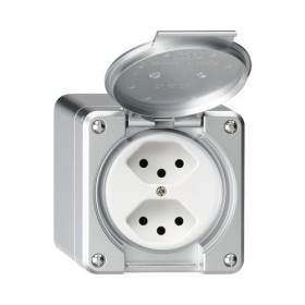 HAGER Fehlerstrom - Schutzsteckdose Robusto T13 aluminium