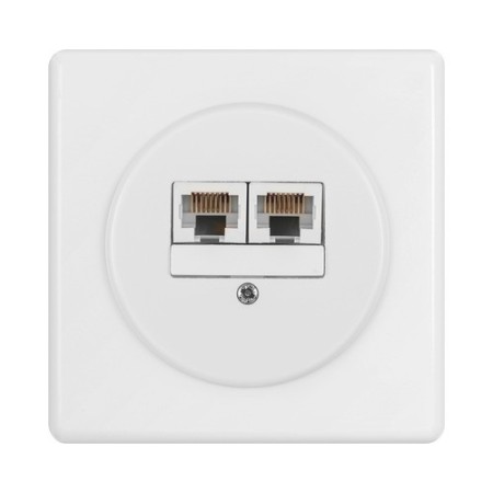 HAGER Basico UP Netzwerkdose 2xRJ45 4-polig IP 20 weiss