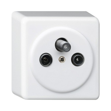 HAGER Basico AP Antennensteckdose R/TV/SAT IP 20 weiss