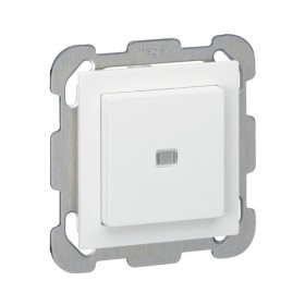 HAGER Kallysto Druckschalter mit blauer LED Beleuchtung weiss
