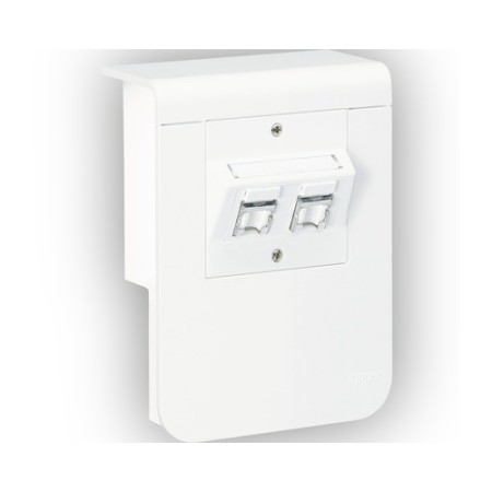 HAGER Geräteträger 2xRJ45 zu Sockelleistenkanal 20080 weiss/silber