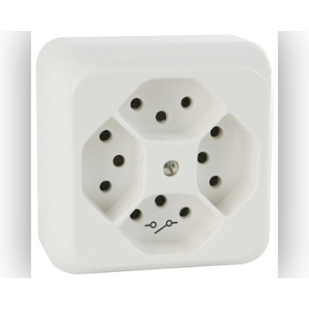 Mica AP Steckdose 4xT13 weiss getrennt