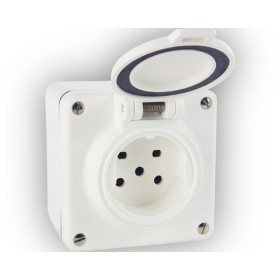 Mica Nass AP Steckdose T15 weiss