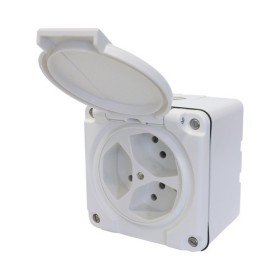 Feller Nass AP Steckdose 3xT13 paralell weiss