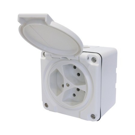 Feller Nass AP Steckdose 3xT13 paralell weiss
