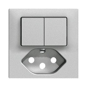 Edizio Due Abdeckset für Kombination Doppelschalter SCH1/T13 silber