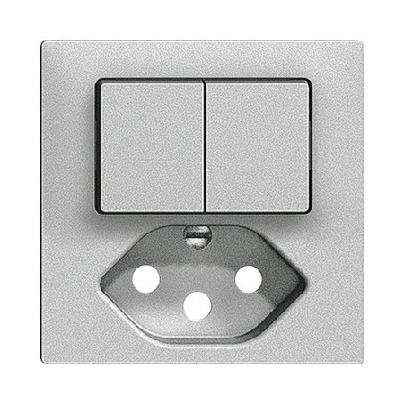 Edizio Due Abdeckset für Kombination Doppelschalter SCH1/T13 silber