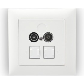 Edizio Due UP Antennendose und Netzwerkdose 1xR/TV 2xRJ45 weiss Cat 5