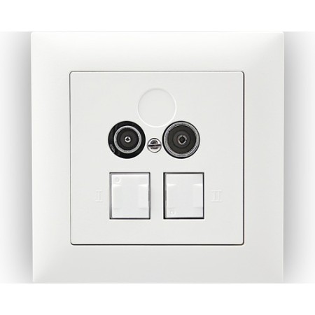 Edizio Due UP Antennendose und Netzwerkdose 1xR/TV 2xRJ45 weiss Cat 5