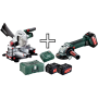 AKKU-KAPPSÄGE + AKKU-WINKELSCHLEIFER 125mm METABO Combo Sets