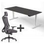 SET : BUREAU ÉLECTRIQUE À HAUTEUR RÉGLABLE + FAUTEUIL ERGO WOLFSTAH...