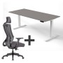SET : Steh-Sitz Schreibtisch ERGO + ERGO Bürostuhl WOLFSTAHL Schrei...