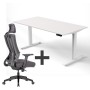 SET : Steh-Sitz Schreibtisch ERGO + ERGO Bürostuhl WOLFSTAHL Schrei...