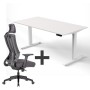SET : Steh-Sitz Schreibtisch ERGO + ERGO Bürostuhl WOLFSTAHL Schrei...