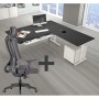 SET : Steh-Sitz Eck-Schreibtisch ERGO + ERGO Bürostuhl WOLFSTAHL Sc...