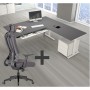 SET : Steh-Sitz Eck-Schreibtisch ERGO + ERGO Bürostuhl WOLFSTAHL Sc...