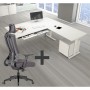 SET : Steh-Sitz Eck-Schreibtisch ERGO + ERGO Bürostuhl WOLFSTAHL Sc...