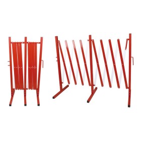 Barrière - clôture à ciseaux en acier rouge/blanc SIGNA Signaux Pli...