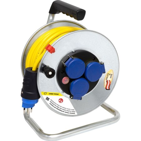 Kabeltrommel Garant SK 240, 3x T13 Steckdosen, T13 Stecker, Kabel 25m AT-N07V3V3-F 3G1,5 gelb, CH Stecksystem IP55