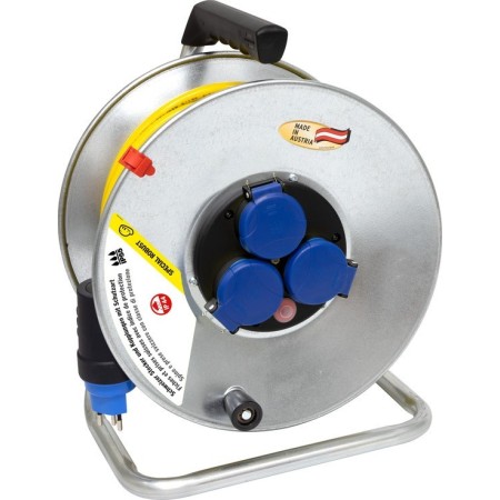 Kabeltrommel Garant SK 290, 3x T13 Steckdosen, T13 Stecker, Kabel 33m AT-N07V3V3-F 3G1,5 gelb, CH Stecksystem IP55