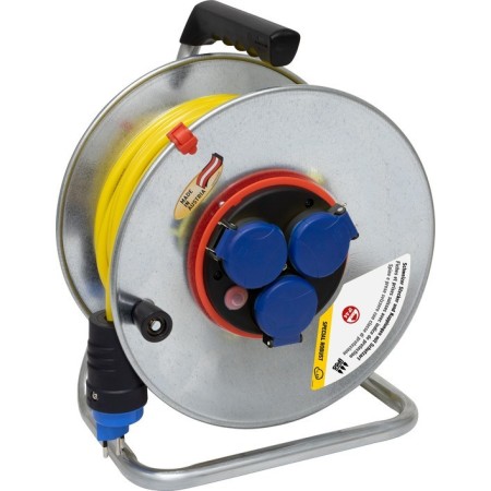 Kabeltrommel BAT SK Bretec 290, 3x T13 Steckdosen, T13 Stecker, Kabel 33m AT-N07V3V3-F 3G1,5 gelb, CH Stecksystem IP55