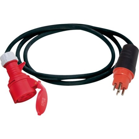 Adapterleitung für Ausseneinsatz, CH Stecksystem IP55, CEE Kupplung, T25 Stecker, Kabel 1.5m H07RN-F 5G2.5, schwarz