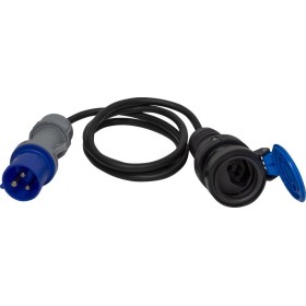 Adapterleitung für Ausseneinsatz, CH Stecksystem IP55, T23 Kupplung, CEE Stecker, Kabel 1.5m H07RN-F 3G1.5, schwarz
