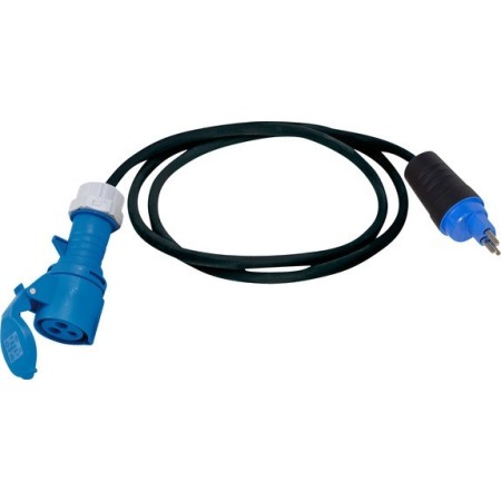 Adapterleitung für Ausseneinsatz, CH Stecksystem IP55, CEE Kupplung, T23 Stecker, Kabel 1.5m H07RN-F 3G2.5, schwarz