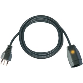 Qualitäts-Kunststoff-Verlängerungskabel Kupplung mit Funktionsleuchte (Verlängerungskabel für innen mit 10m Kabel) schwarz