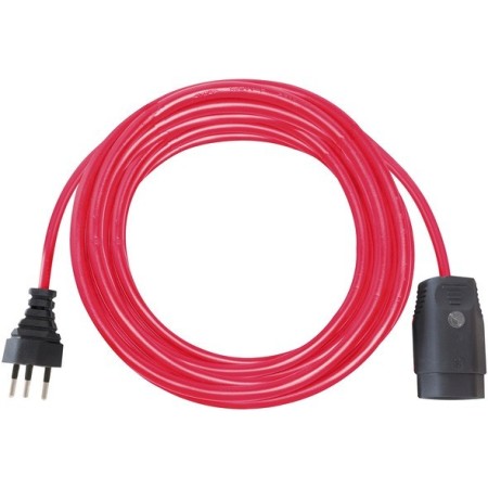 Qualitäts-Kunststoff-Verlängerungskabel mit Funktionsleuchte 10m rot H05VV-F 3G1,5 *CH*