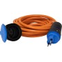 Qualitäts-Baustellenkabel für Ausseneinsatz, CH Stecksystem IP55, T13 Kupplung, T13 Stecker, Kabel 5m AT-N07V3V3-F 3G1,5, orange