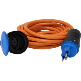 Qualitäts-Baustellenkabel für Ausseneinsatz, CH Stecksystem IP55, T13 Kupplung, T13 Stecker, Kabel 5m AT-N07V3V3-F 3G1,5, orange