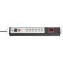 Premium-Line 19" Steckdosenleiste für Schaltschränke 7-fach schwarz/lichtgrau 3m mit spezieller 90°