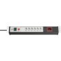 Premium-Line 19" Steckdosenleiste für Schaltschränke 7-fach schwarz/lichtgrau 3m mit spezieller 90°