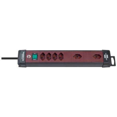 Premium-Line Technik Steckdosenleiste 4+2-fach schwarz/bordeaux 3m H05VV-F 3G1