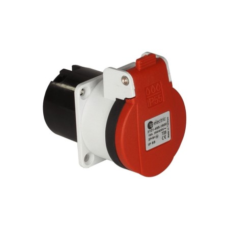 Einbausteckdose T25, 400V/16A, mit Klappdeckel IP55