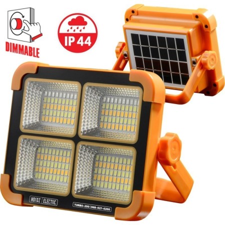 Projecteur solaire LED 200W dimmable, sélectionnable CCT 1466lm  Éc...