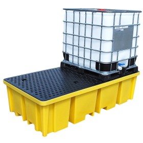 Double IBC Spill Pallet Bund Inc Grid Deck 1150L Sump 4 Way Forklift