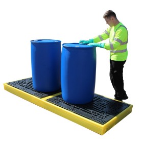 4 Drum Inline Low Profile Bunded Workfloor 300ltr Sump