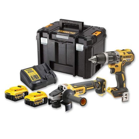 Akku-Schlagbohrschrauber + Winkelschleifer Set DCK2080P2T, 18Volt, Werkzeug-Set