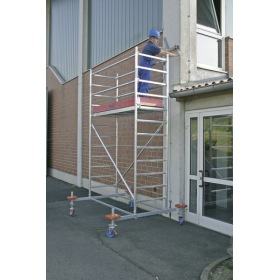 Aluminium Gerüst Fahrbar Arbeitshöhe (Max.): 9.40 M Krause Stabılo Professional Serie 10 Silber 216 Kg