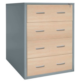 Hängeregistraturschrank Ahorn/Silber 4 Schubladen