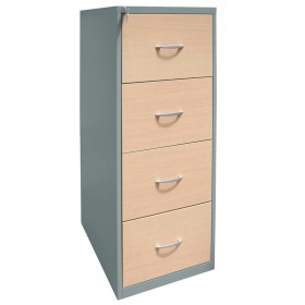 Hängeregistraturschrank Ahorn/Silber 4 Schubladen