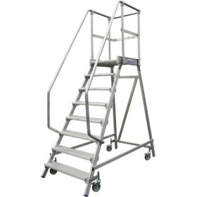Krause Aluminium Podestleiter Fahrbar Arbeitshöhe (Max.): 3.20 M Silber 36.8 Kg